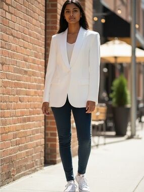 Eloquii Cream Shawl-Collar Single-Button Blazer